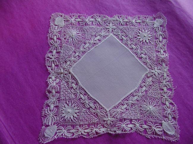 Exceptional Nanduti lace pocket handkerchief