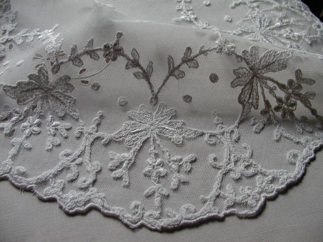 Wonderful net tambour embroidered table centre with silk thread