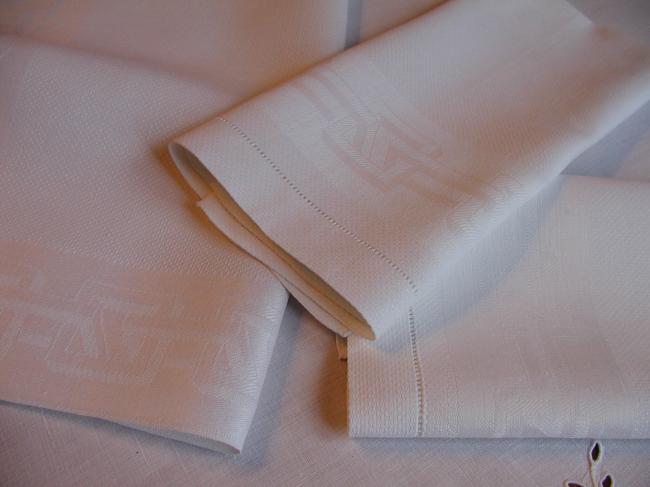 Lovely lot of 3 huckaback in linen damask