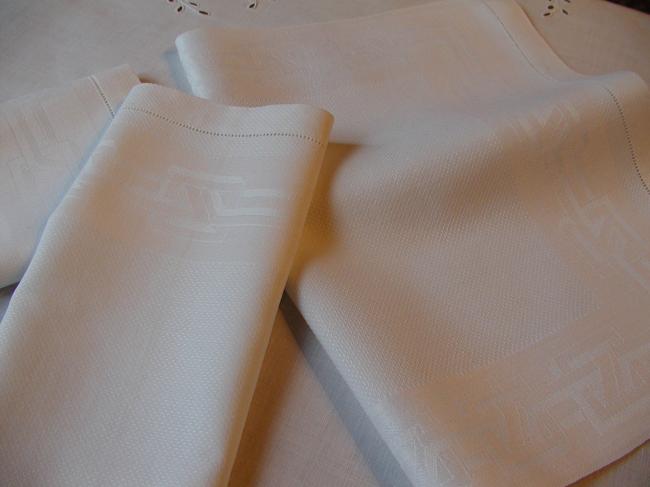 Lovely lot of 3 huckaback in linen damask