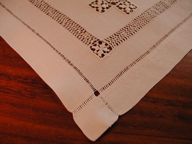 Beautiful drawn thread and Teneriff works trolley mat