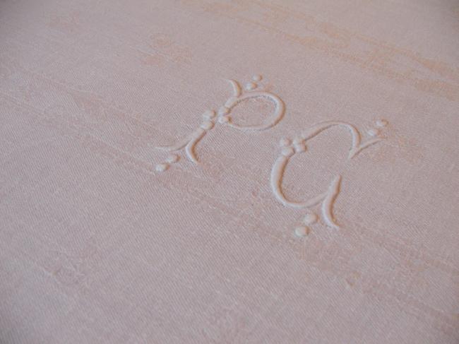 Lovely damask  tablecloth with PC embroidered monogram
