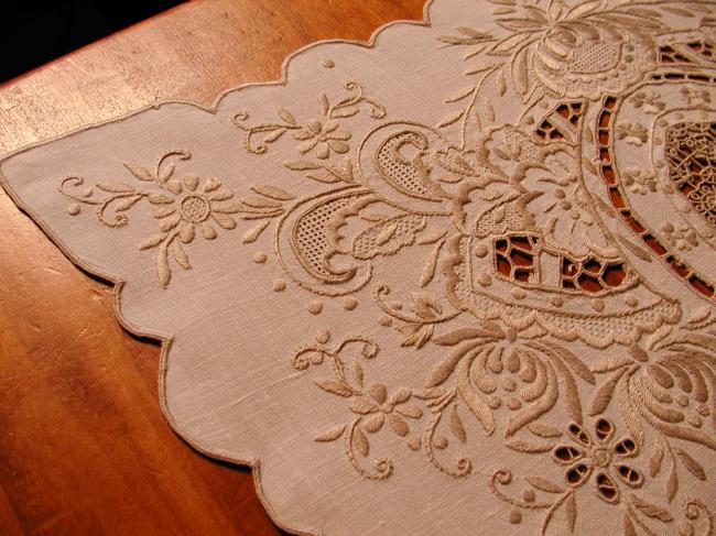 Stunning embroidered Madeira table runner