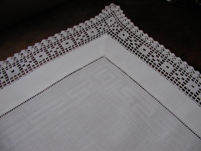 Lovely  greek symbol and polka dots damask and crochet lace trolley dresser