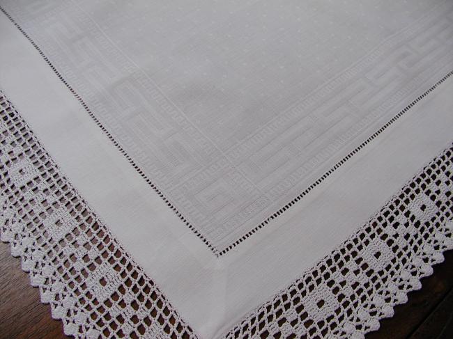 Lovely  greek symbol and polka dots damask and crochet lace trolley dresser