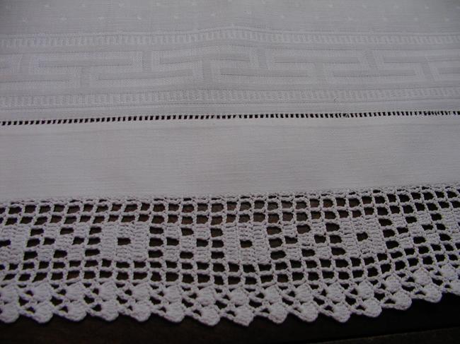 Lovely  greek symbol and polka dots damask and crochet lace trolley dresser
