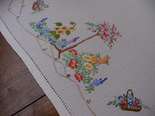Two superb trolley dressers with a charming landscape of summer flowers