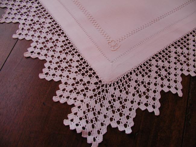 Stunning night dress case with  drawn thread & white works with crochet lace