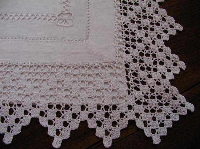 Stunning night dress case with  drawn thread & white works with crochet lace