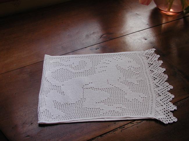 Wonderful handkerchief or stocking case with salamander crochet lace