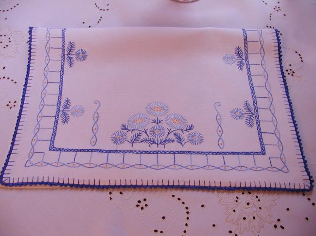 So beautiful nightdress case with blue embroidered flowers