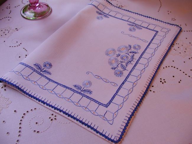 So beautiful nightdress case with blue embroidered flowers