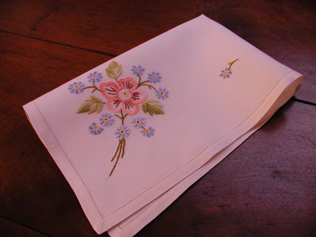 Gorgeous pair of embroidered trolley mats with summer flowers