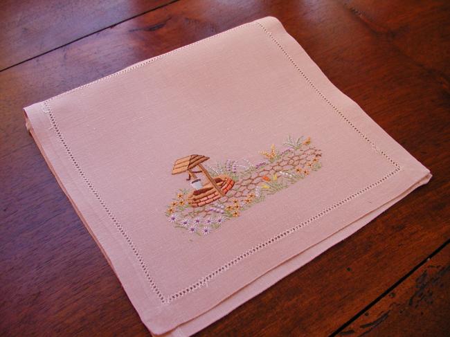 So adorable handkerchief case with  embroidered so british landscape garden