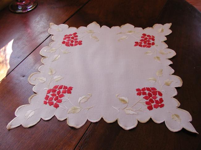 Gorgeous  embroidered hydrangea doily