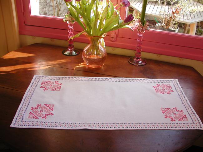 Very pretty table runner with cross stitches embroidery