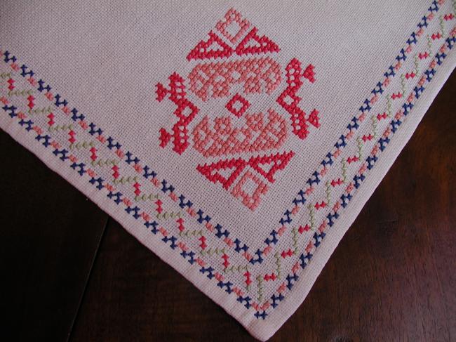 Very pretty table runner with cross stitches embroidery