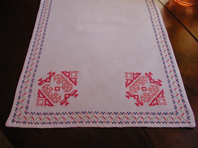 Very pretty table runner with cross stitches embroidery