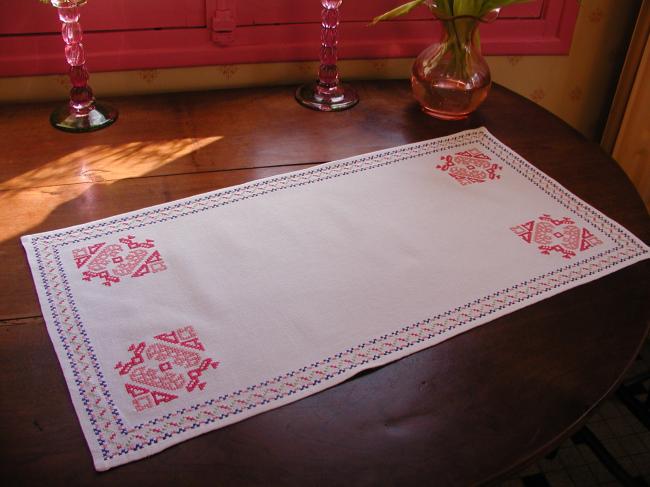 Very pretty table runner with cross stitches embroidery