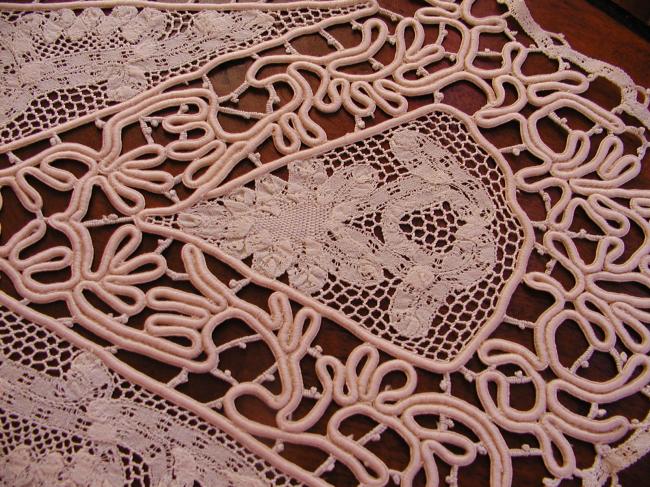 Stunning pair of toppers  in lace tape 1890