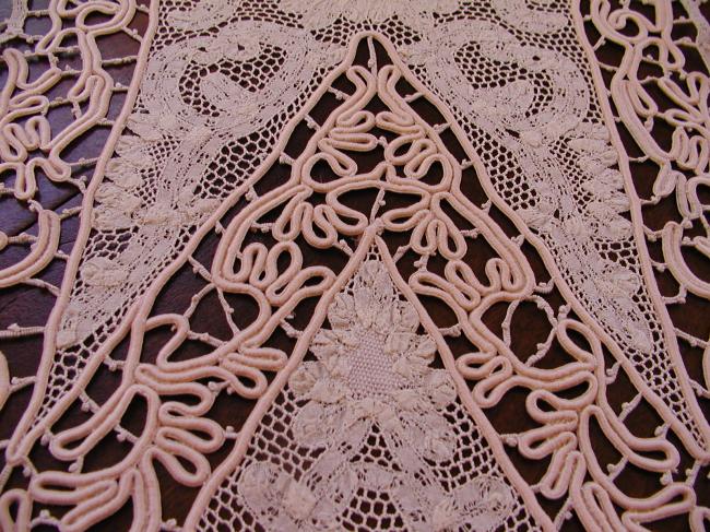 Stunning pair of toppers  in lace tape 1890