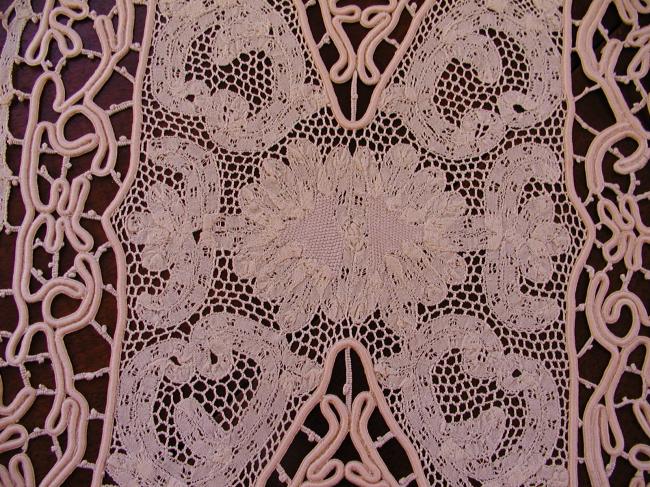 Stunning pair of toppers  in lace tape 1890