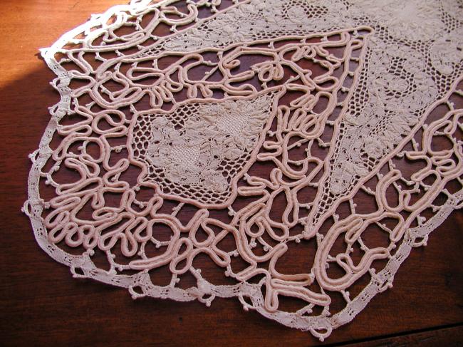 Stunning pair of toppers  in lace tape 1890