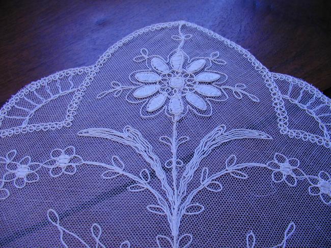 Gorgeous set of 3 pieces of  tambour embroidered net