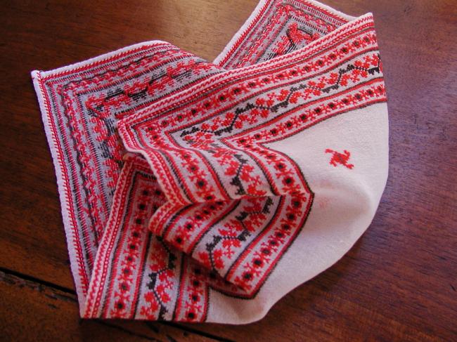 Gorgeous mousseline handkerchief with hand made cross stitches