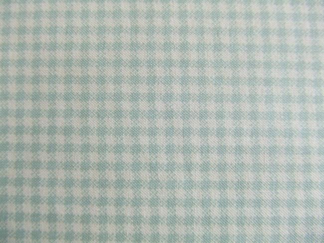 Coupon de coton à fond écru à petits carreaux Vichy (Moda)couleur gris bleu