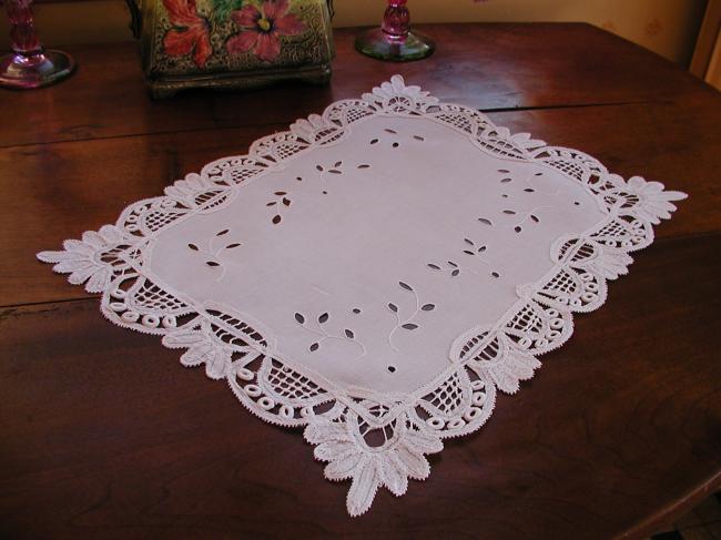 Absolutely stunning Battenburg lace and open works tray cloth