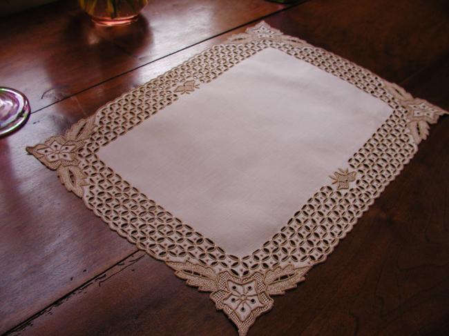 Such a lovely embroidered Madeira  rectangular table centre