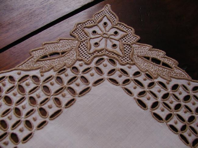 Such a lovely embroidered Madeira  rectangular table centre