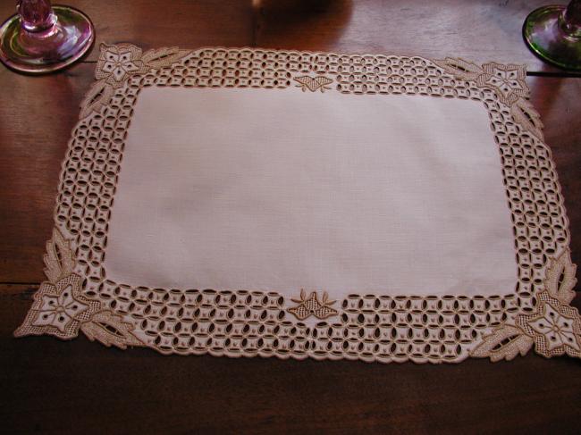 Such a lovely embroidered Madeira  rectangular table centre